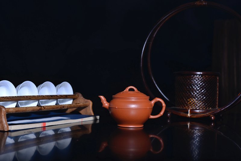 宜兴紫砂壶丨大口线竹_泥料：朱泥_容量：180cc