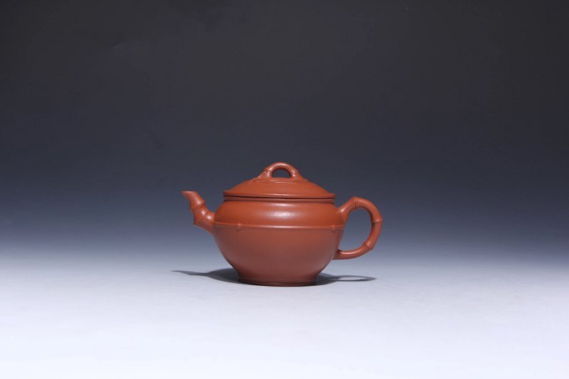 宜兴紫砂壶丨大口线竹_泥料：朱泥_容量：180cc