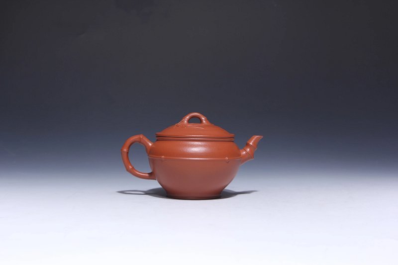 宜兴紫砂壶丨大口线竹_泥料：朱泥_容量：180cc