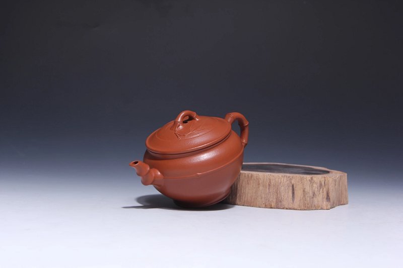 宜兴紫砂壶丨大口线竹_泥料：朱泥_容量：180cc