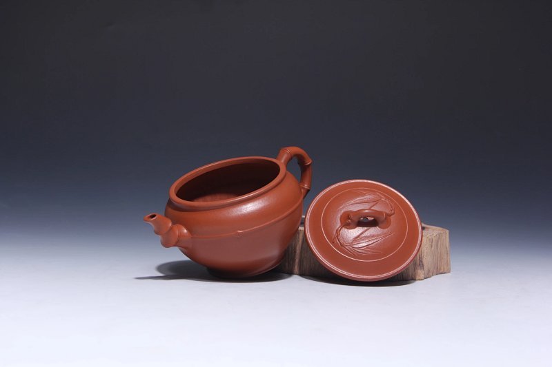 宜兴紫砂壶丨大口线竹_泥料：朱泥_容量：180cc