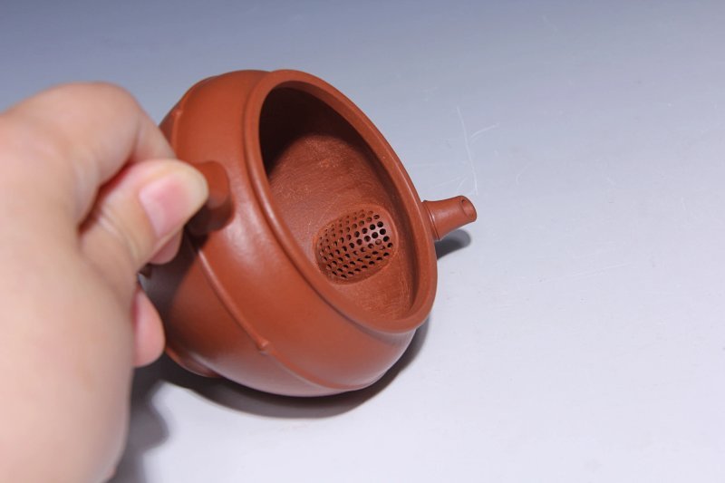 宜兴紫砂壶丨大口线竹_泥料：朱泥_容量：180cc