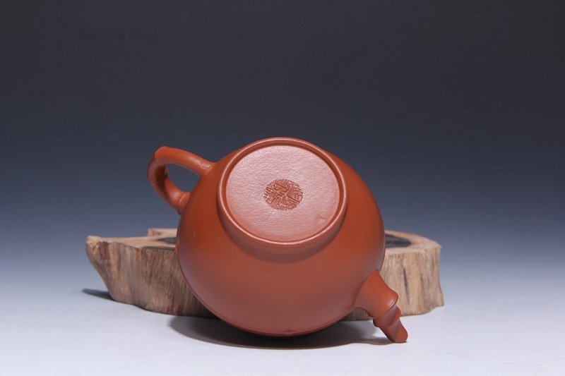 宜兴紫砂壶丨大口线竹_泥料：朱泥_容量：180cc