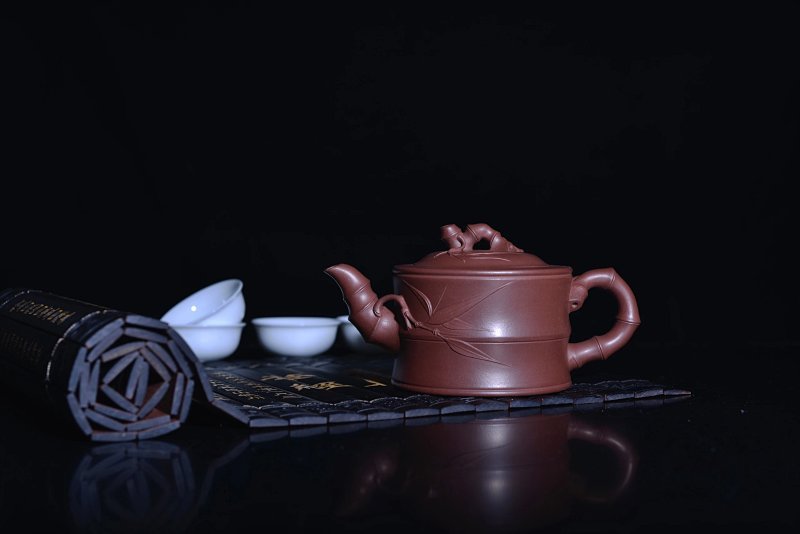 宜兴紫砂壶丨竹段壶_泥料：紫泥_容量：350cc