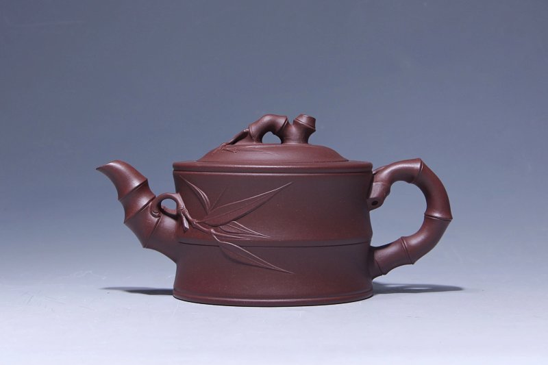 宜兴紫砂壶丨竹段壶_泥料：紫泥_容量：350cc