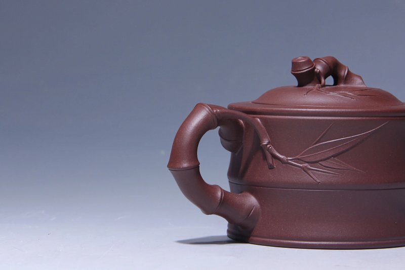 宜兴紫砂壶丨竹段壶_泥料：紫泥_容量：350cc