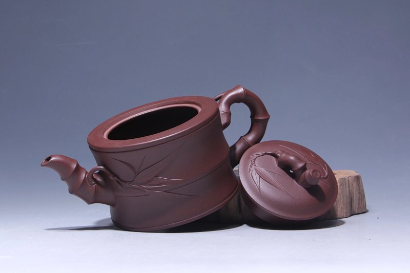 宜兴紫砂壶丨竹段壶_泥料：紫泥_容量：350cc
