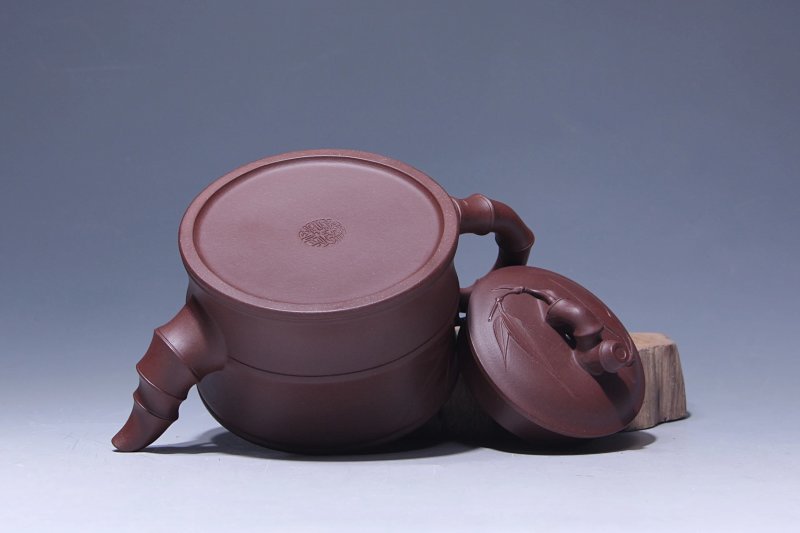 宜兴紫砂壶丨竹段壶_泥料：紫泥_容量：350cc