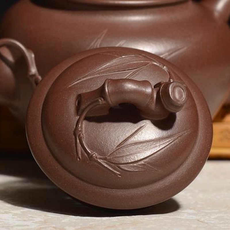 宜兴紫砂壶 | 竹报春_泥料：紫泥_容量：420cc