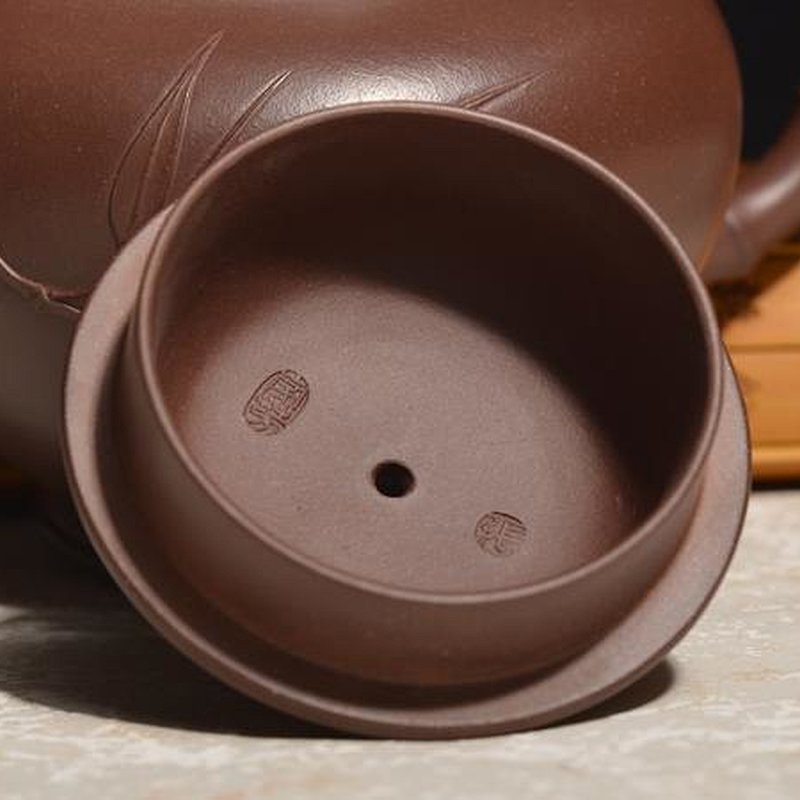 宜兴紫砂壶 | 竹报春_泥料：紫泥_容量：420cc