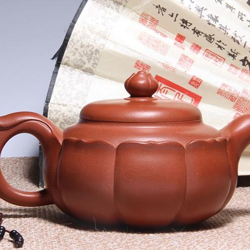 宜兴紫砂壶 | 莲花_泥料：紫泥_容量：450cc