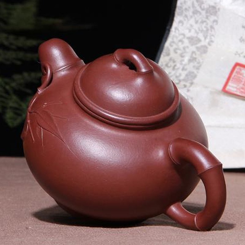 宜兴紫砂壶 | 竹福_泥料：紫泥_容量：330cc