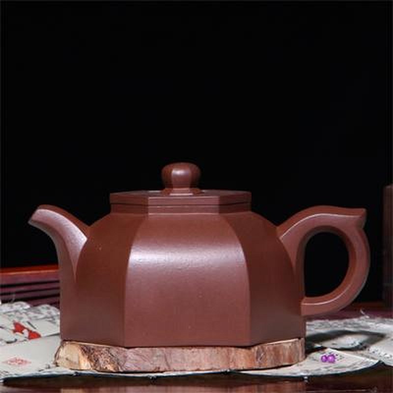 宜兴紫砂壶 | 六方井栏_泥料：紫泥_容量：280cc