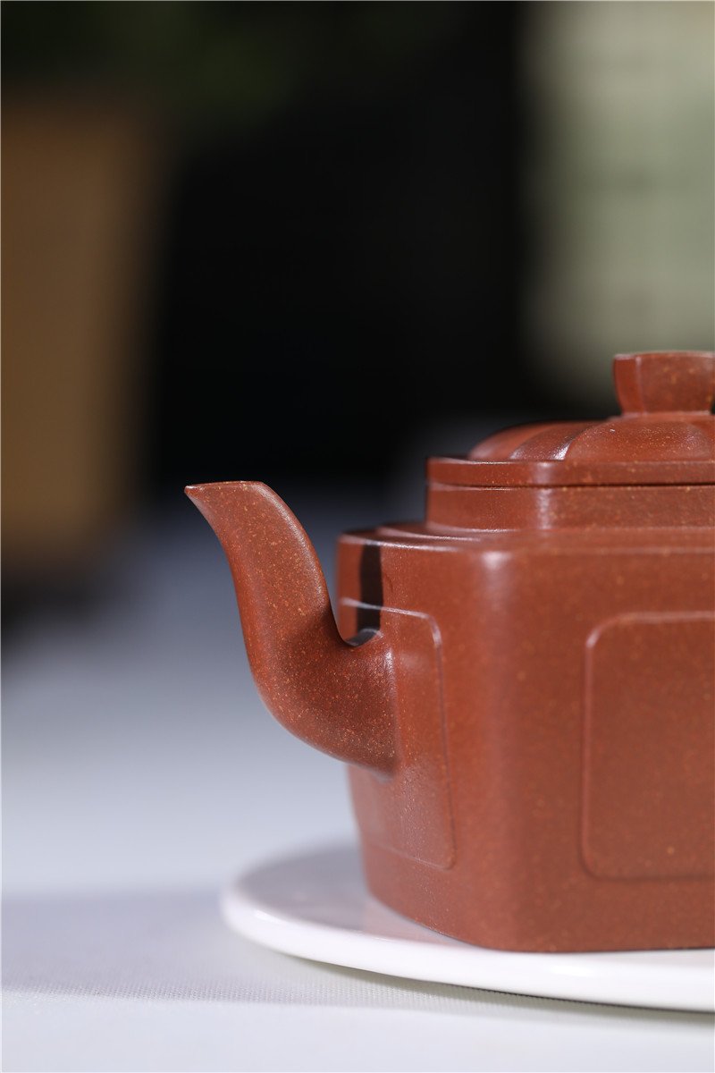 宜兴紫砂壶丨菱花魁方_泥料：降坡泥_容量：300cc