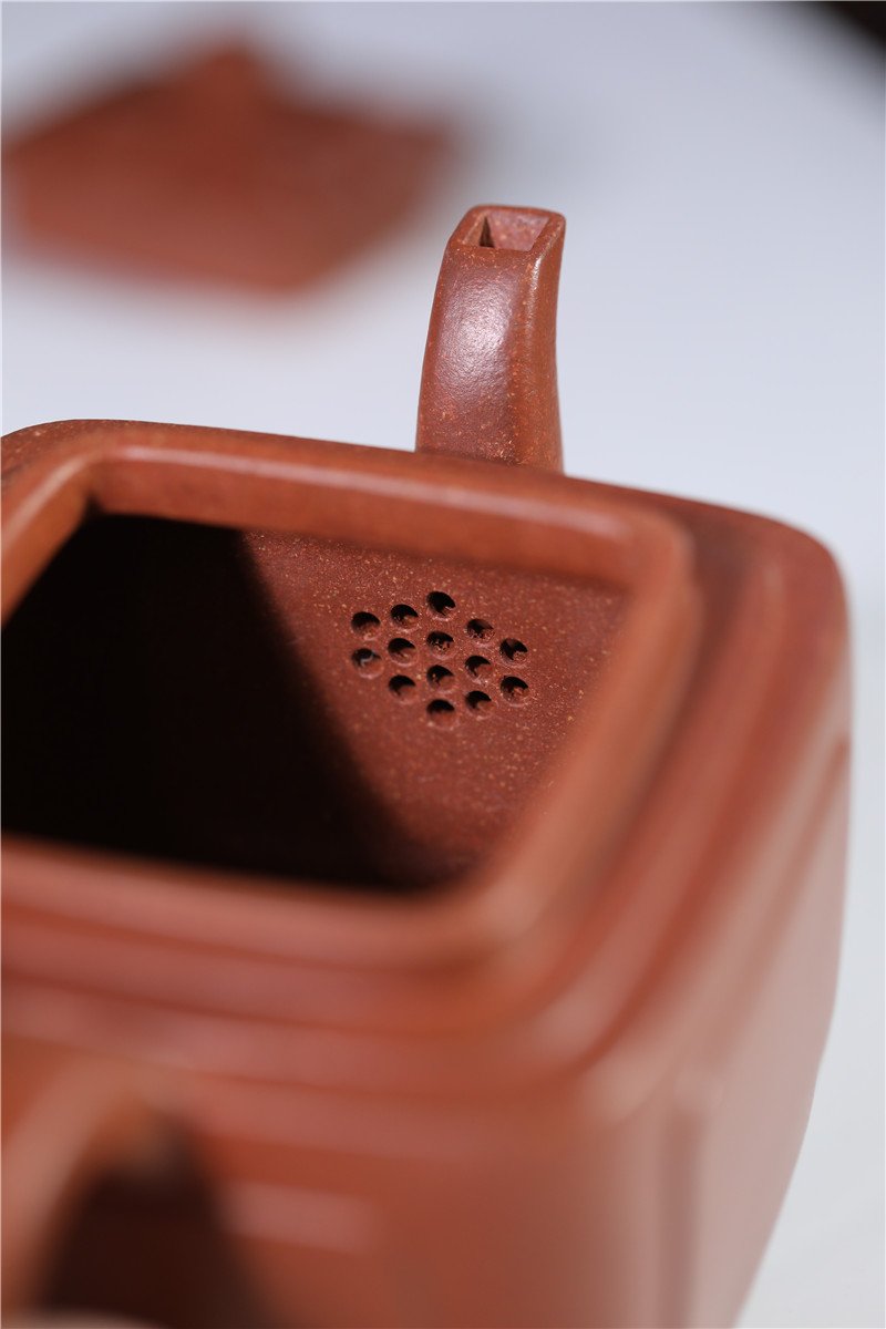 宜兴紫砂壶丨菱花魁方_泥料：降坡泥_容量：300cc