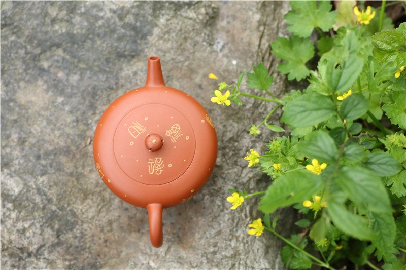 宜兴紫砂壶 | 僧帽_泥料：朱泥_容量：350cc