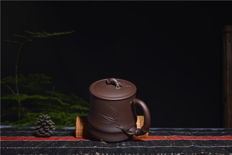 宜兴紫砂杯 | 雅竹杯，君子竹杯_泥料：紫泥_容量：600cc，520cc