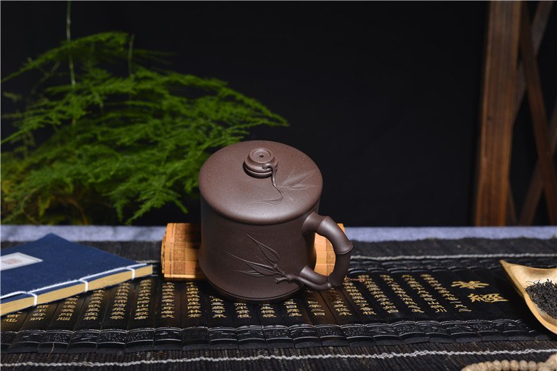 宜兴紫砂杯 | 雅竹杯，君子竹杯_泥料：紫泥_容量：600cc，520cc