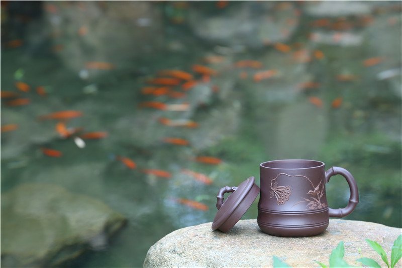 宜兴紫砂杯 | 春意杯_泥料：紫泥_容量：530cc