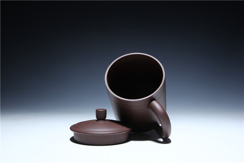 宜兴紫砂杯 | 双线盖杯_泥料：紫泥_容量：480cc