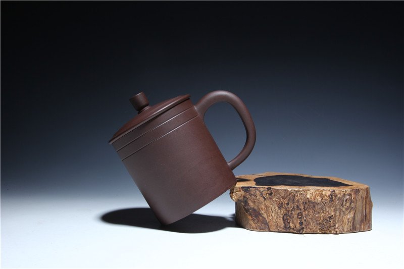 宜兴紫砂杯 | 双线盖杯_泥料：紫泥_容量：480cc