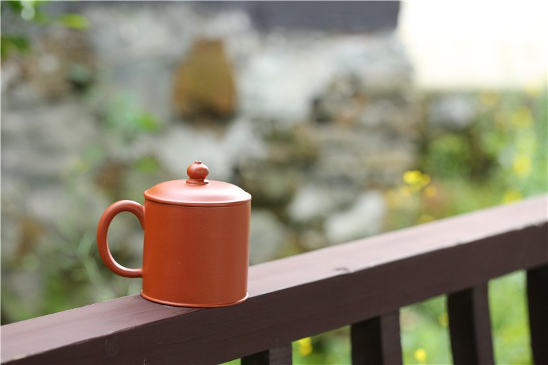 宜兴紫砂杯 | 紫砂盖杯_泥料：朱泥_容量：520cc