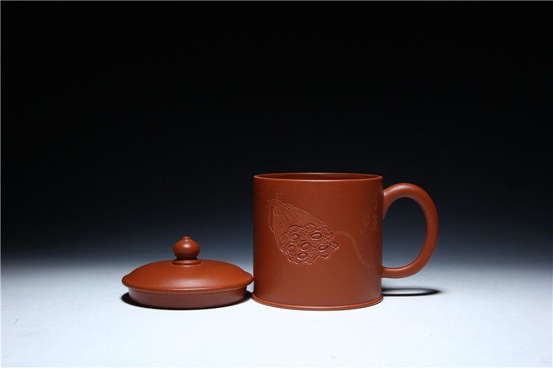 宜兴紫砂杯 | 紫砂盖杯_泥料：朱泥_容量：520cc