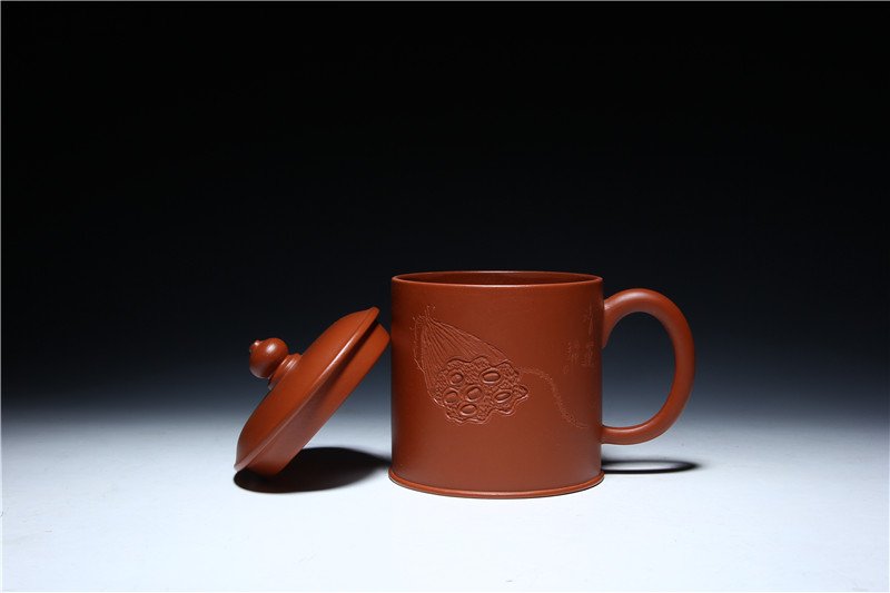 宜兴紫砂杯 | 紫砂盖杯_泥料：朱泥_容量：520cc