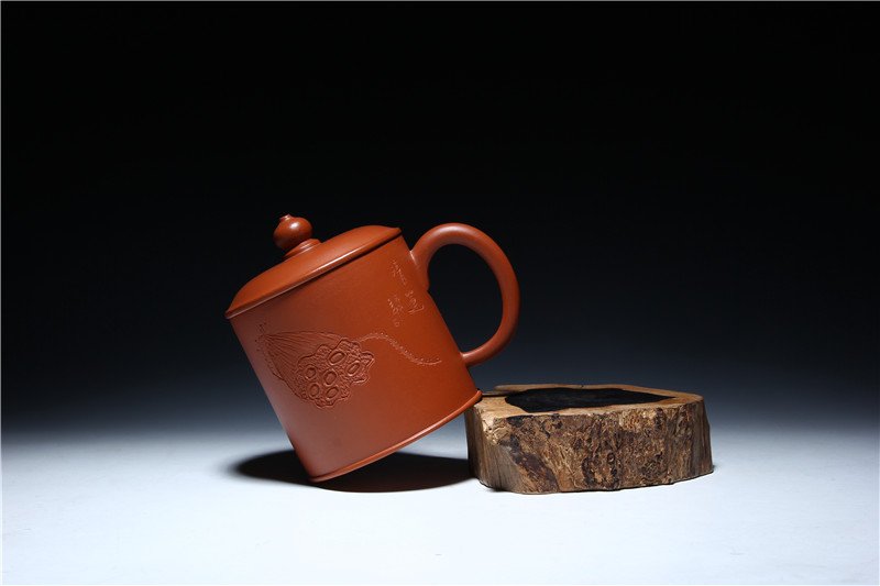 宜兴紫砂杯 | 紫砂盖杯_泥料：朱泥_容量：520cc