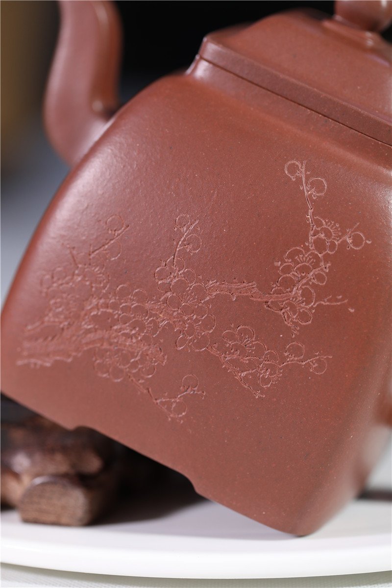 宜兴紫砂壶 | 四方汉韵_泥料：紫泥_容量：350cc