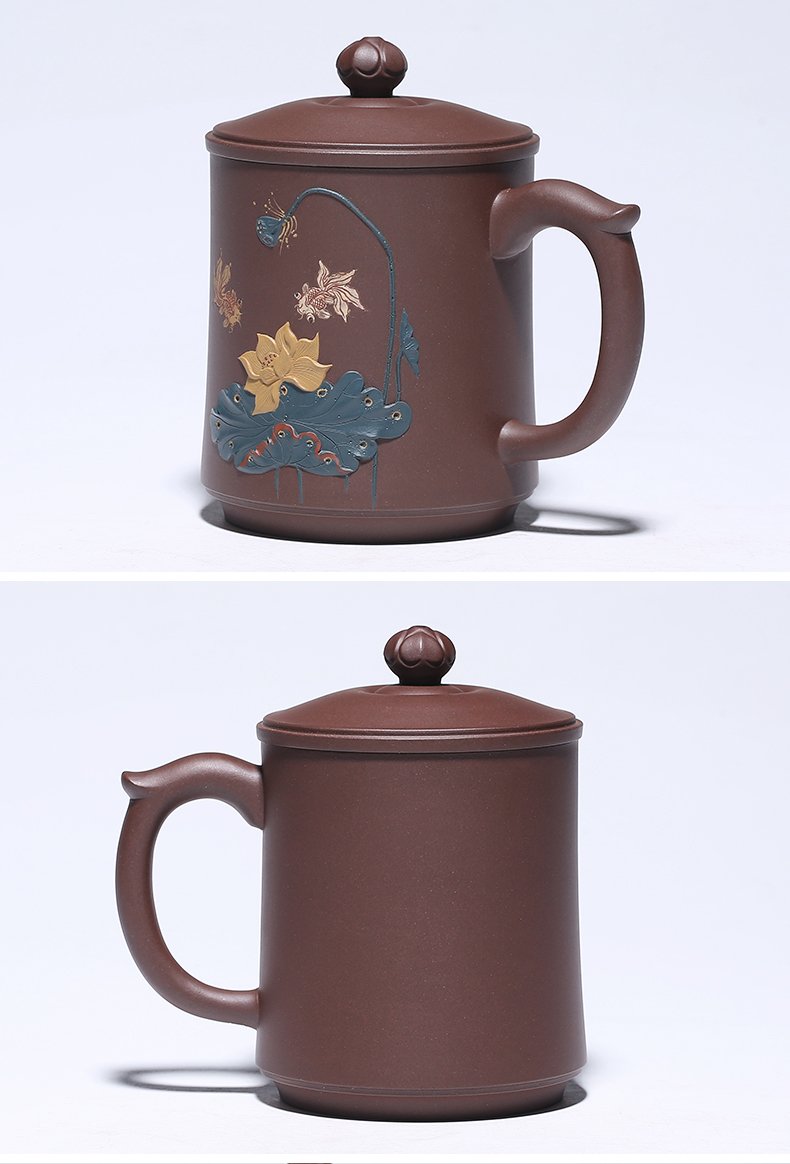 宜兴紫砂杯 | 荷花莲子杯_泥料：紫泥_容量：520cc