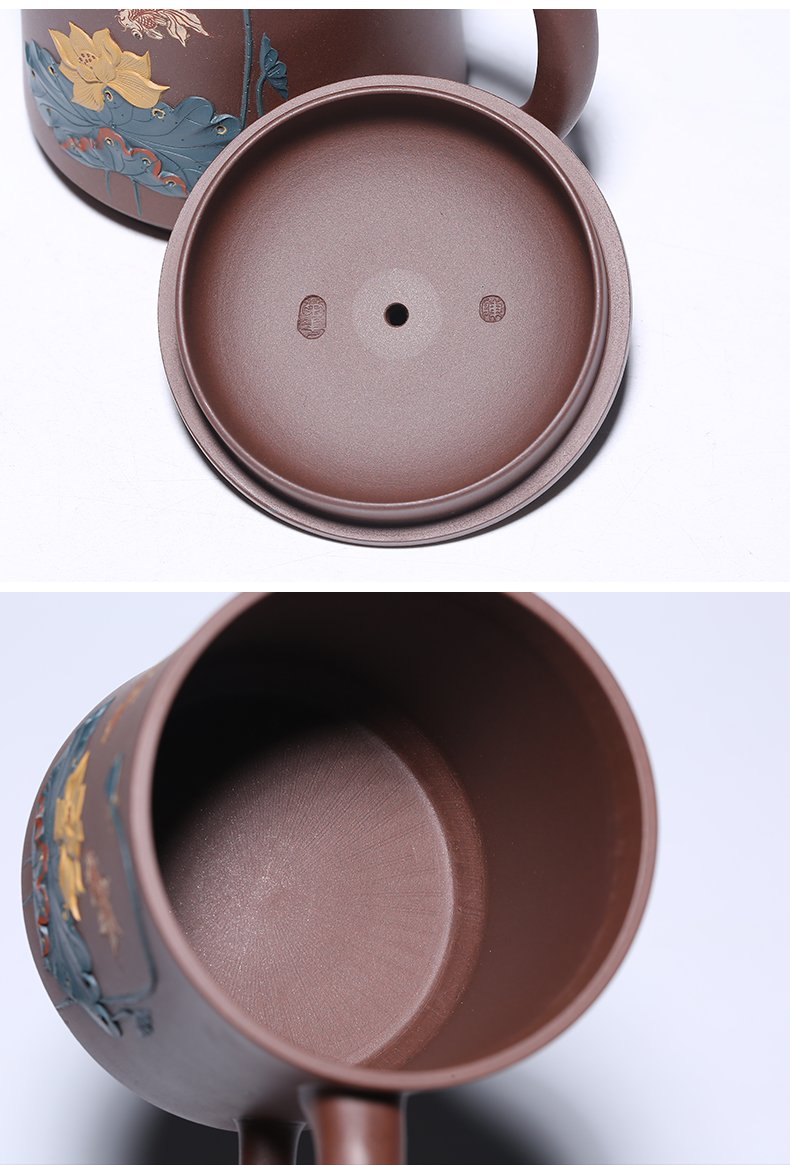 宜兴紫砂杯 | 荷花莲子杯_泥料：紫泥_容量：520cc