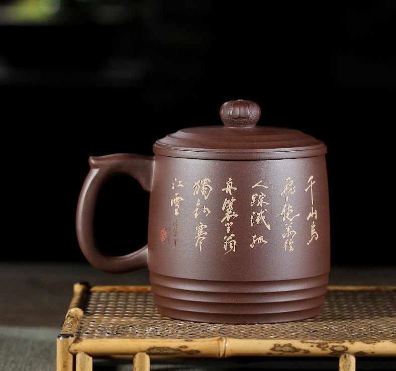 宜兴紫砂杯 | 步步高升杯_泥料：紫泥_容量：500cc