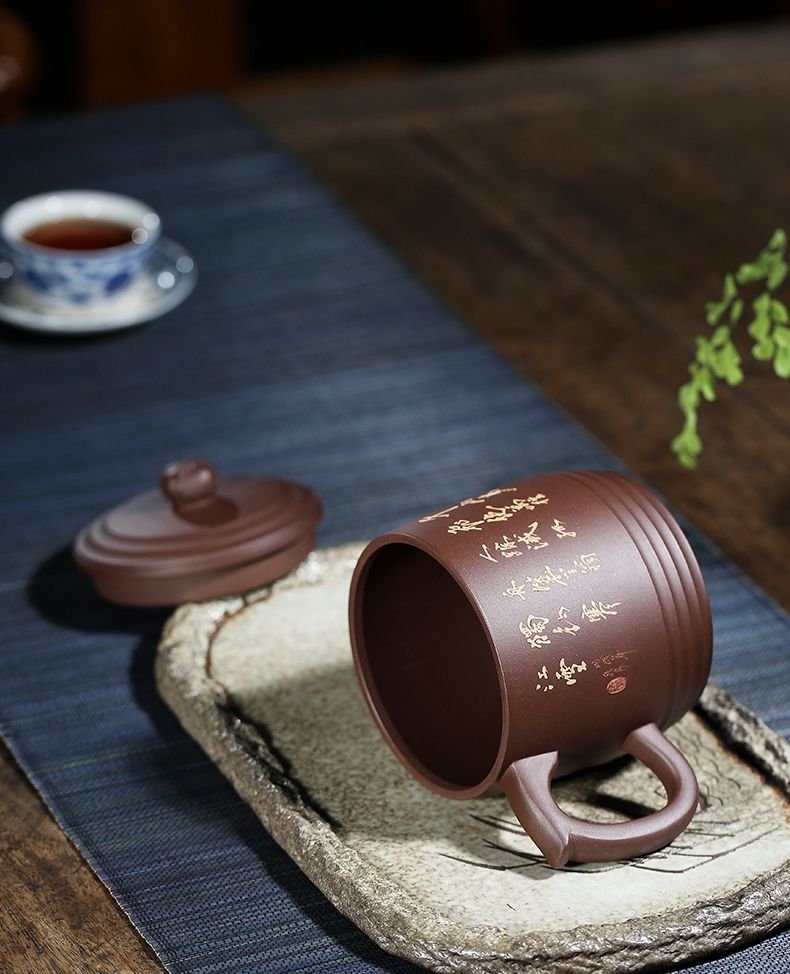 宜兴紫砂杯 | 步步高升杯_泥料：紫泥_容量：500cc