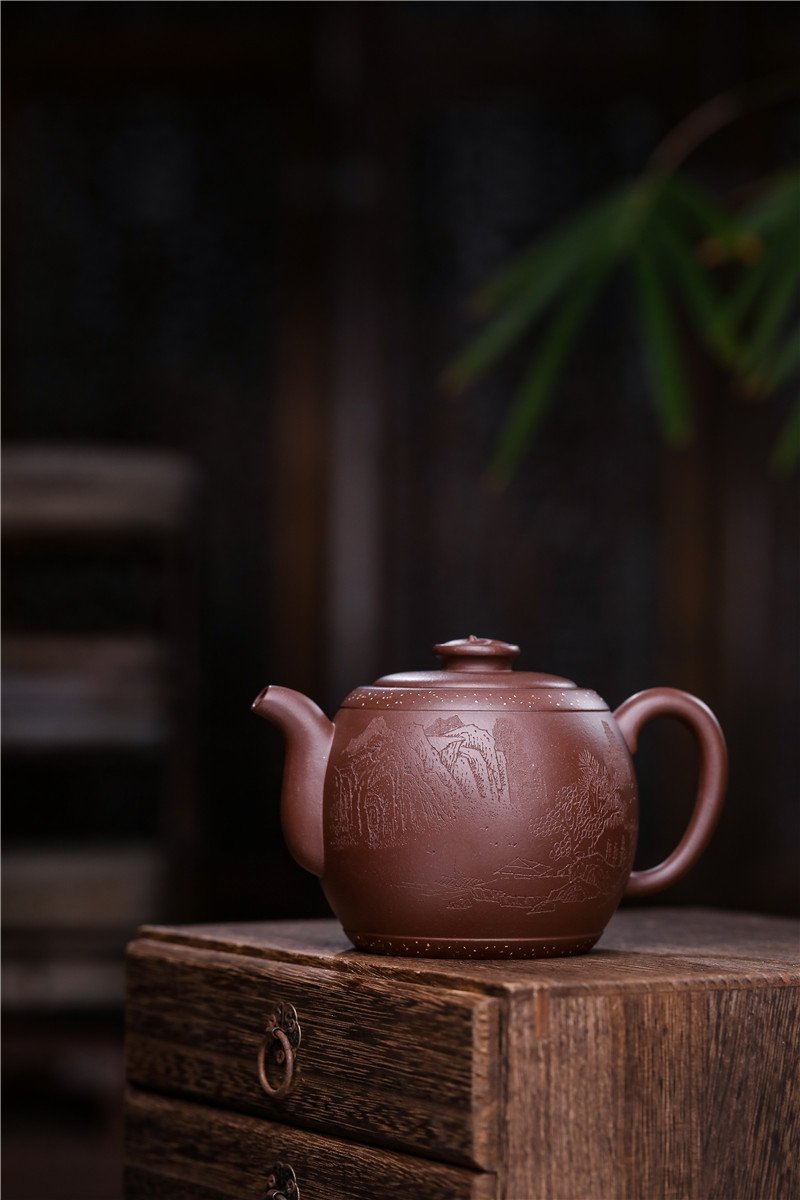 宜兴紫砂壶 | 鼓韵_泥料：紫泥_容量：360cc