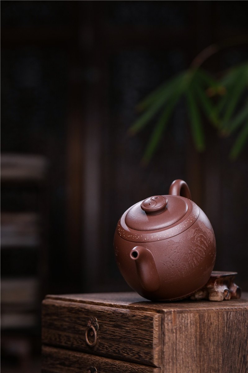 宜兴紫砂壶 | 鼓韵_泥料：紫泥_容量：360cc