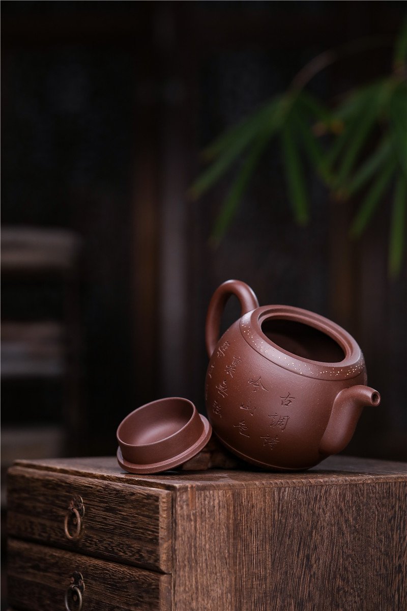 宜兴紫砂壶 | 鼓韵_泥料：紫泥_容量：360cc