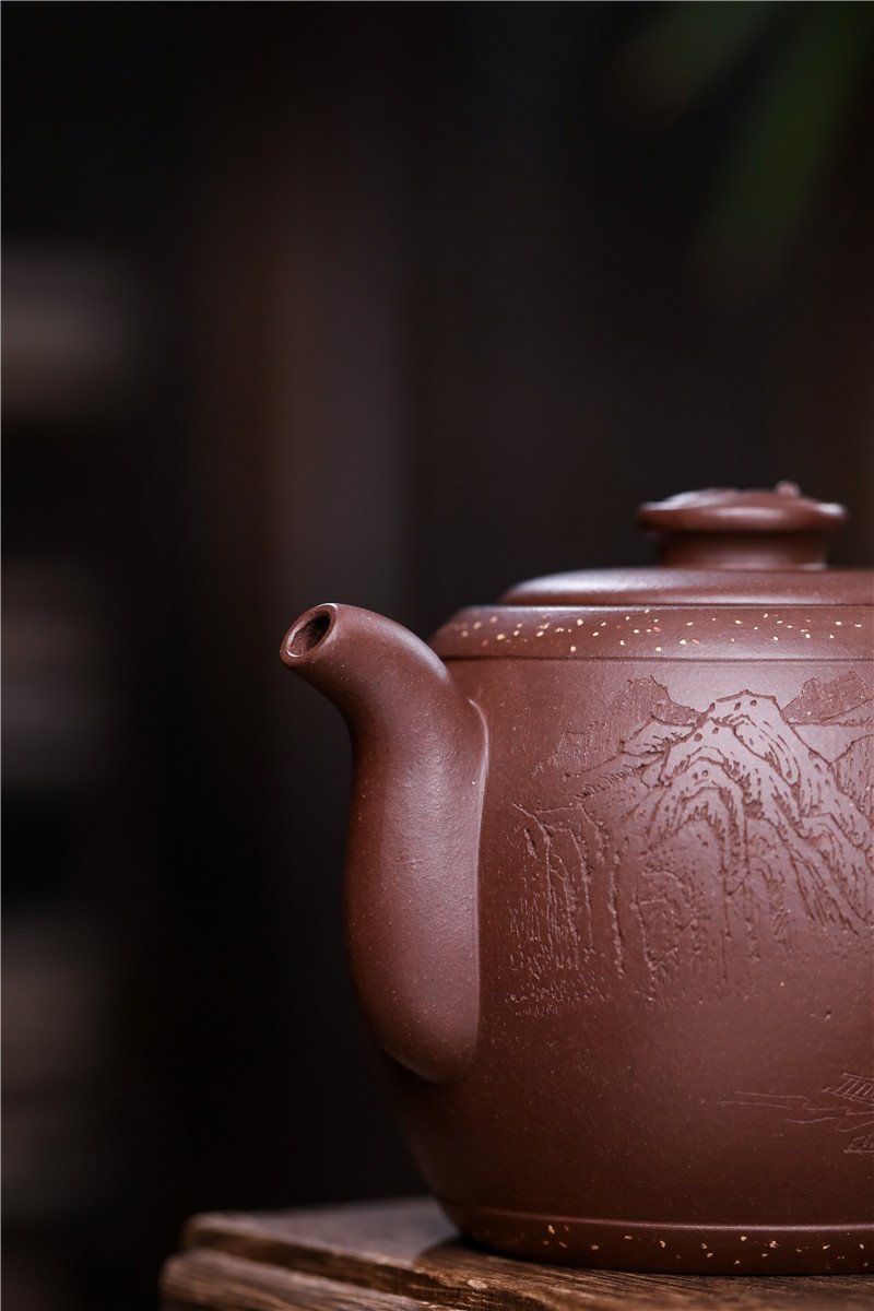 宜兴紫砂壶 | 鼓韵_泥料：紫泥_容量：360cc